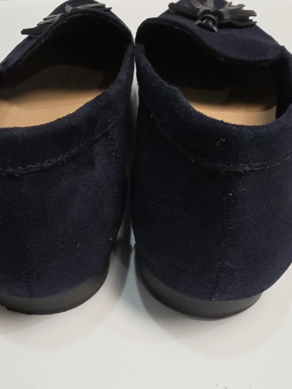 Lauren Blakwell Norah Navy Blue Faux Suede Tassel Loafers Flats - Size 8